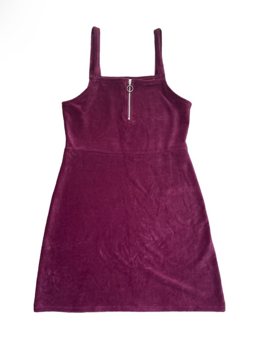 Arizona Jean Co Ribbed Burgundy Mini Dress with Front Zipper – Medium